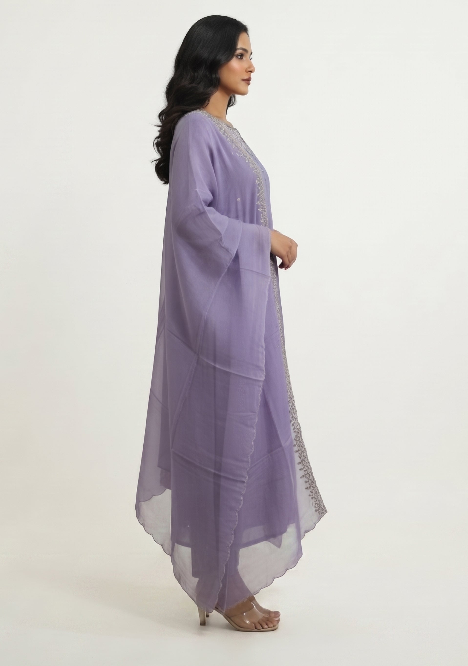 Light Mauve Art Silk Handcrafted 3pc suit set