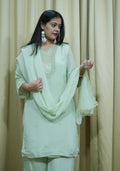 Light Mint Green Chinon Handcrafted 3pc suit set