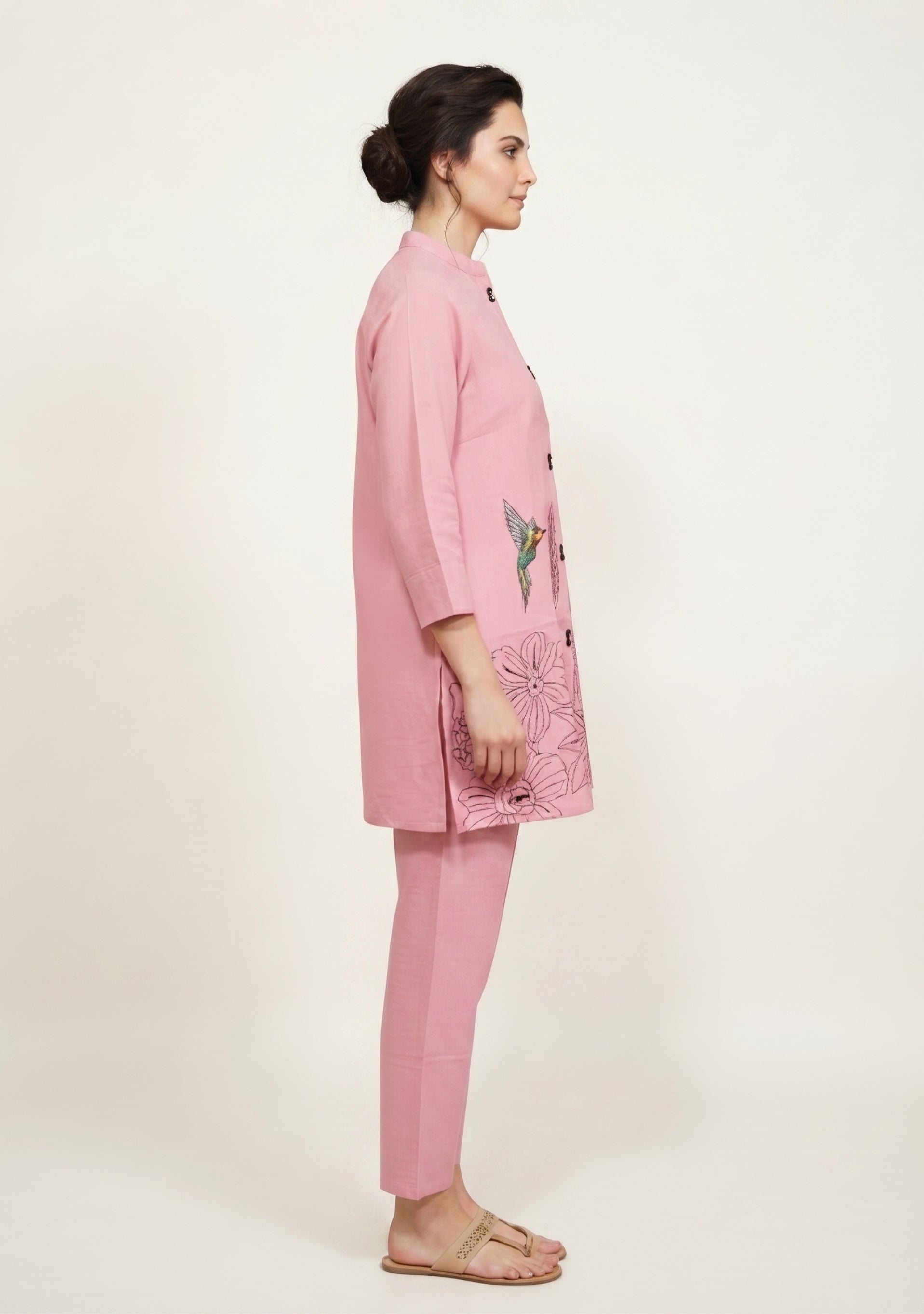 Light Onion Khadi Pink Handcrafted Co-ord Set
