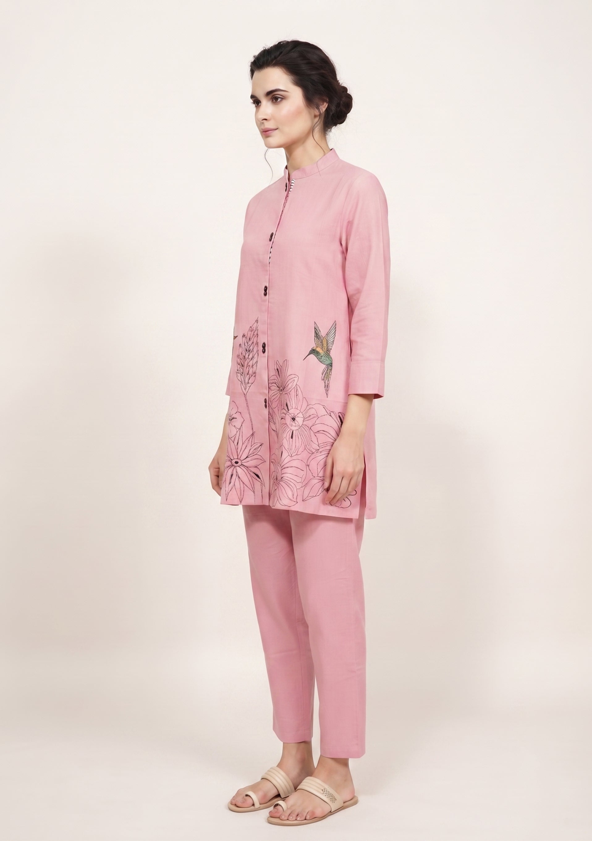 Light Onion Khadi Pink Handcrafted Co-ord Set