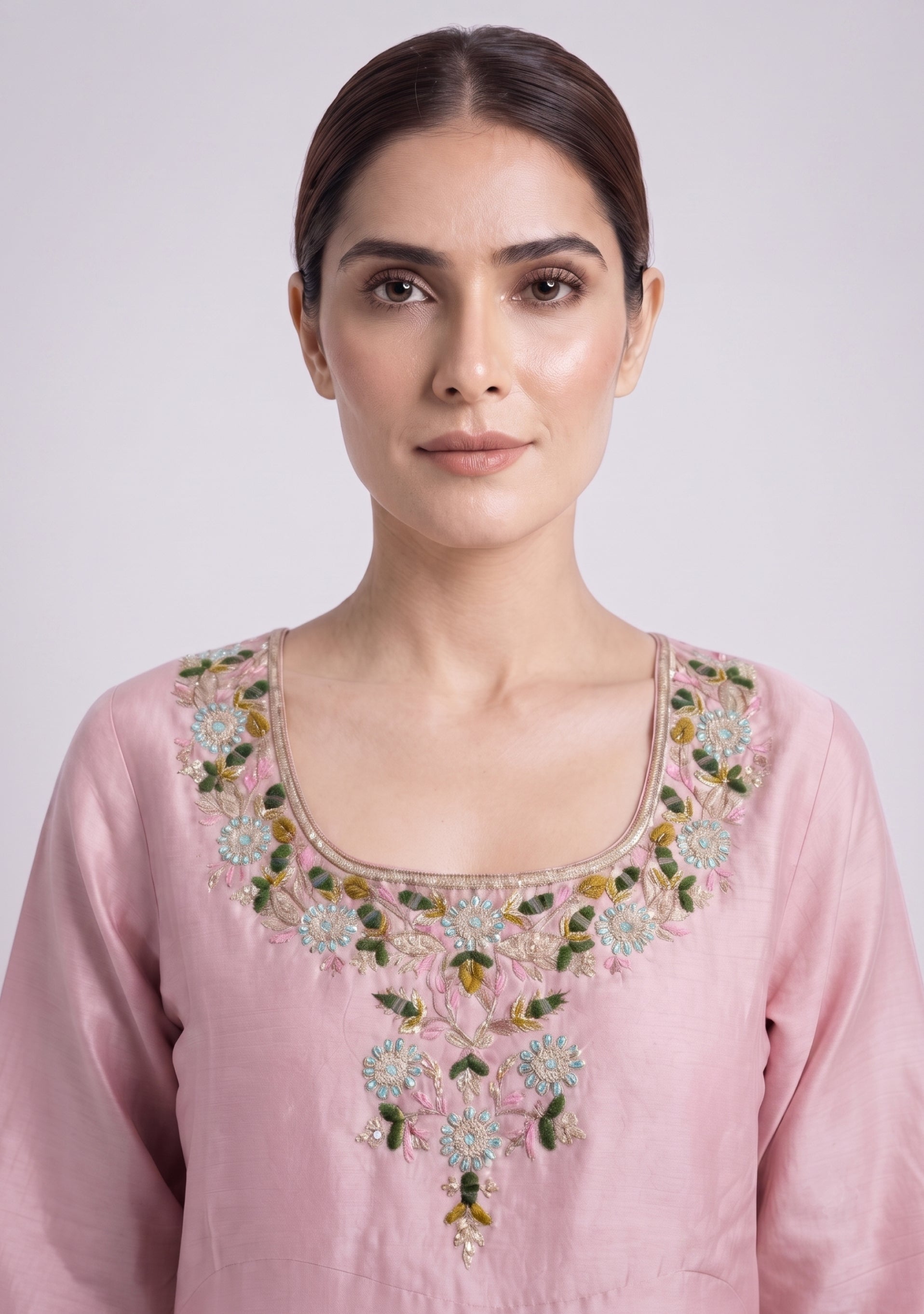 Light Pink Silk Handcrafted 3pc suit set