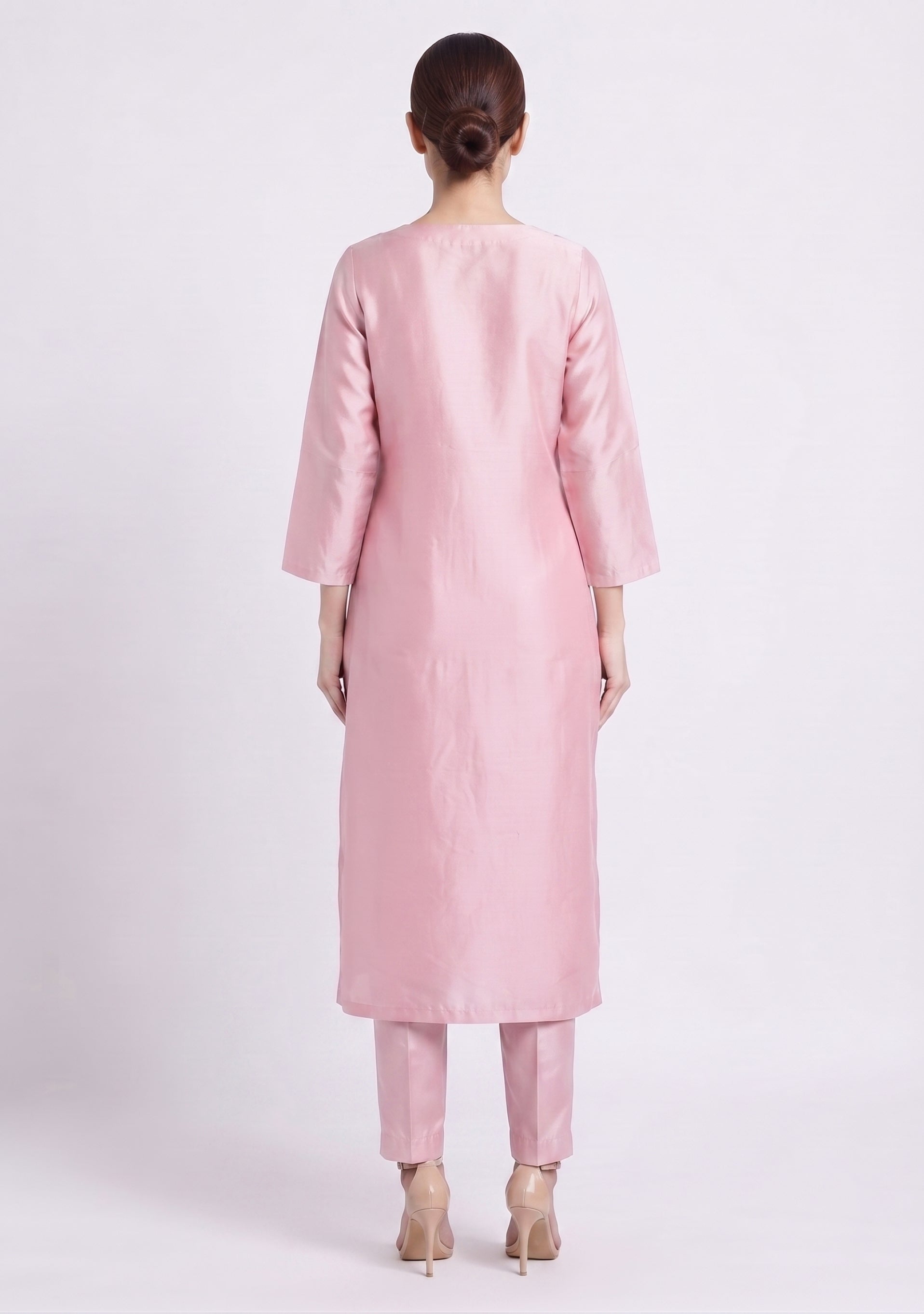 Light Pink Silk Handcrafted 3pc suit set