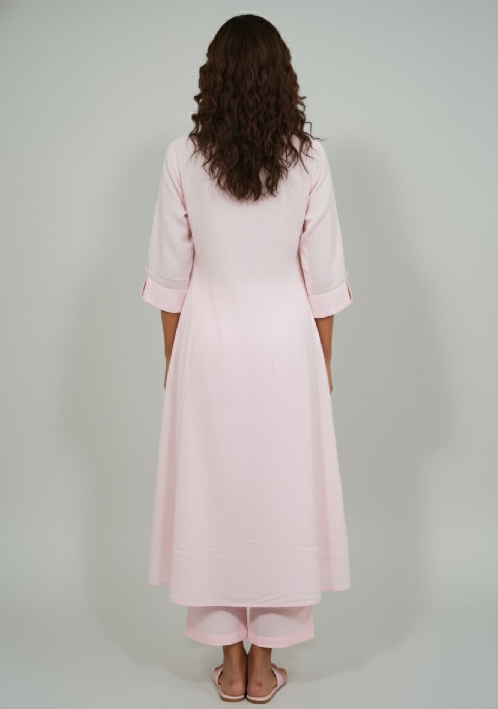 Light Pink Handcrafted Mul Cotton Suit Set