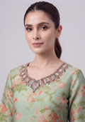 Light Pista Green Shimmer Handcrafted 3pc suit set