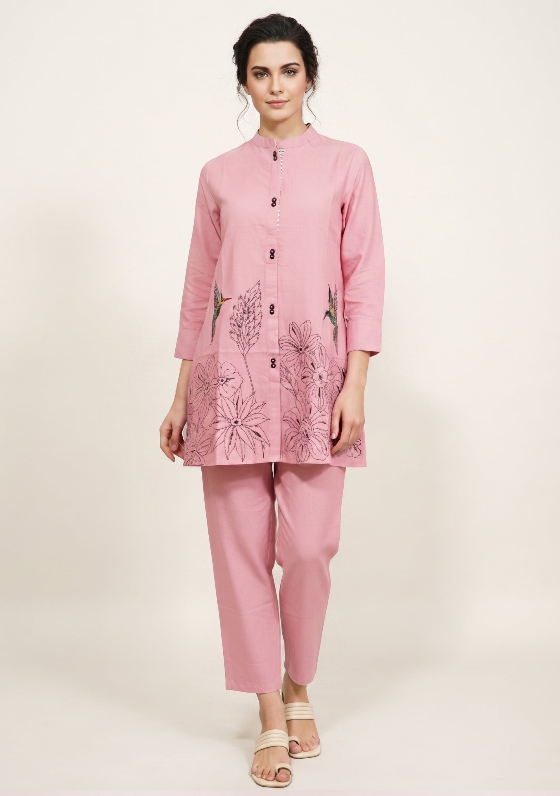 Light Onion Khadi Pink Handcrafted Co-ord Set
