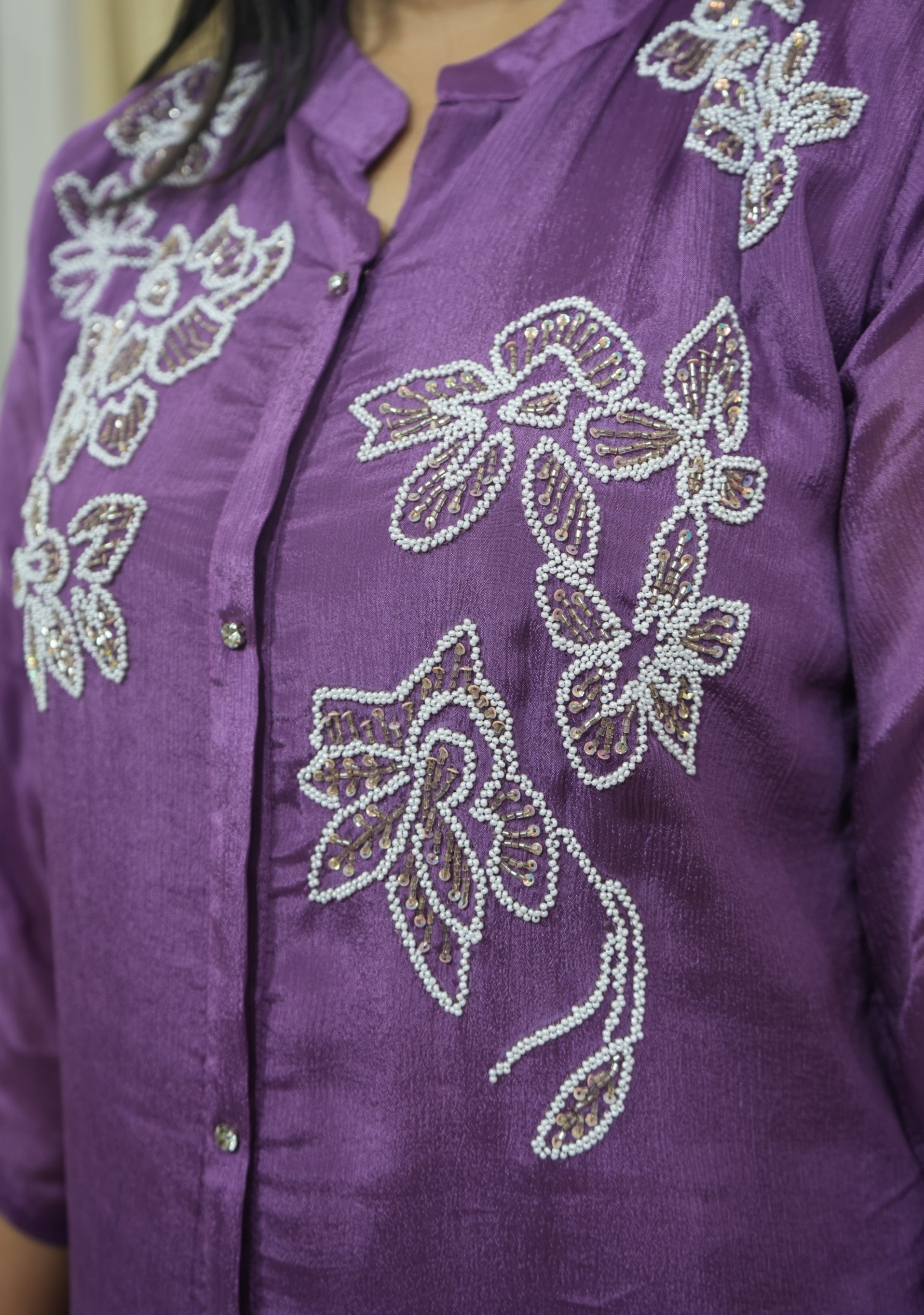 Lilac Indo-Western Handcrafted Co-ord Set