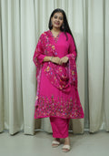 Magenta Chinon Handcrafted 3pc suit set