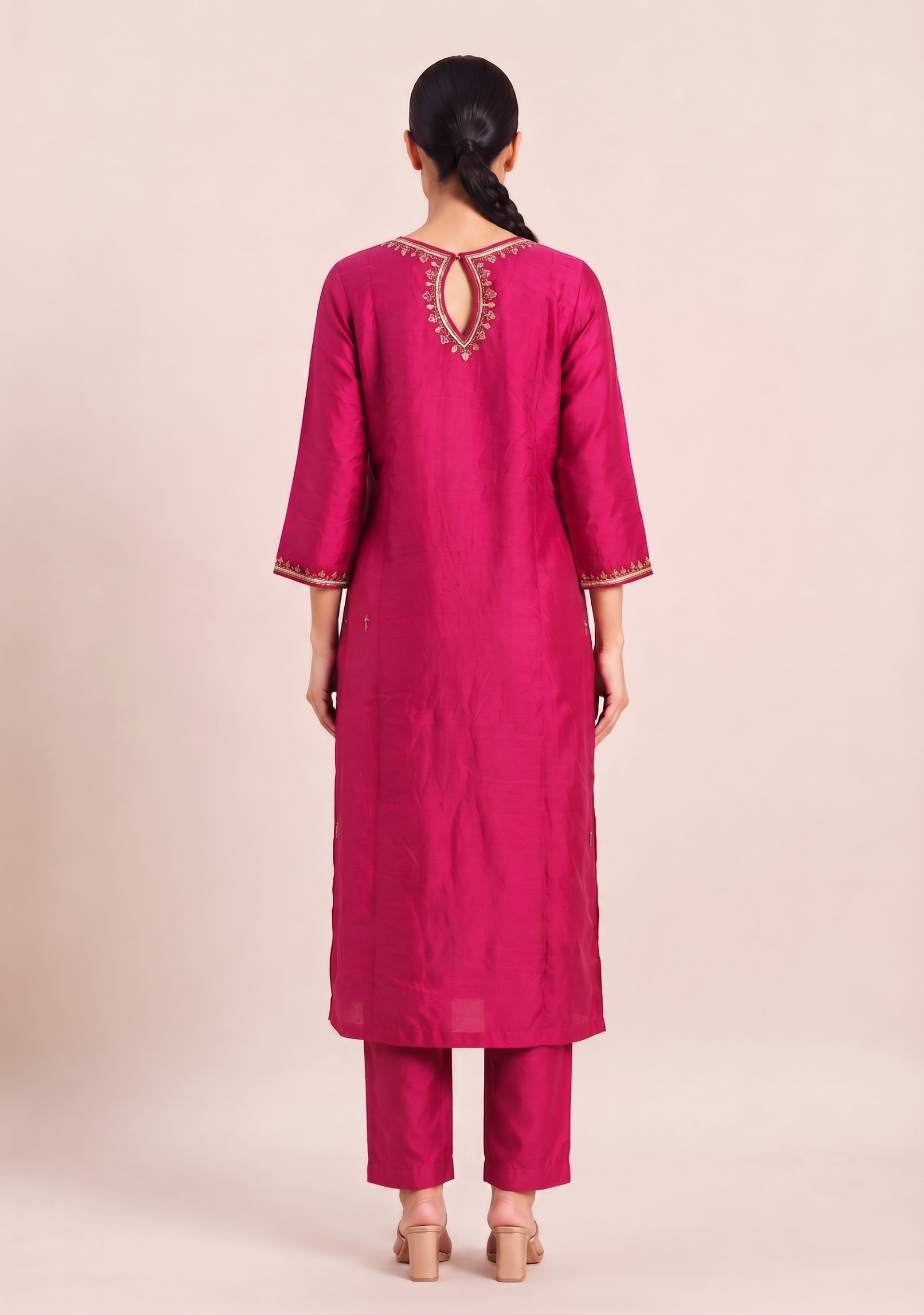 Magenta Banarasi Dupatta Handcrafted 3pc suit set
