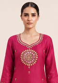 Magenta Banarasi Dupatta Handcrafted 3pc suit set