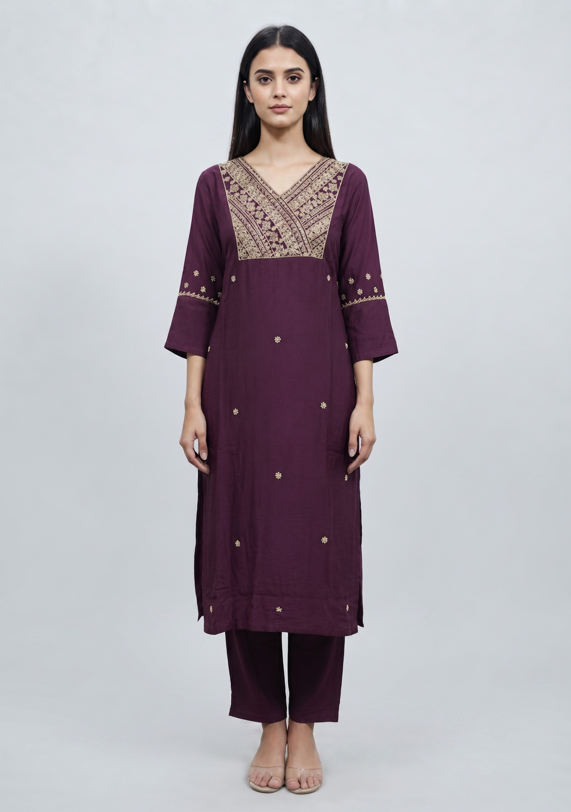 Maroon Handcrafted 3pc Suit Set