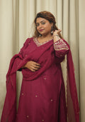 Maroon Silk Handcrafted 3pc Suit Set