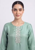 Mint Bottle Green Ombre Art Silk Handcrafted 3pc suit set
