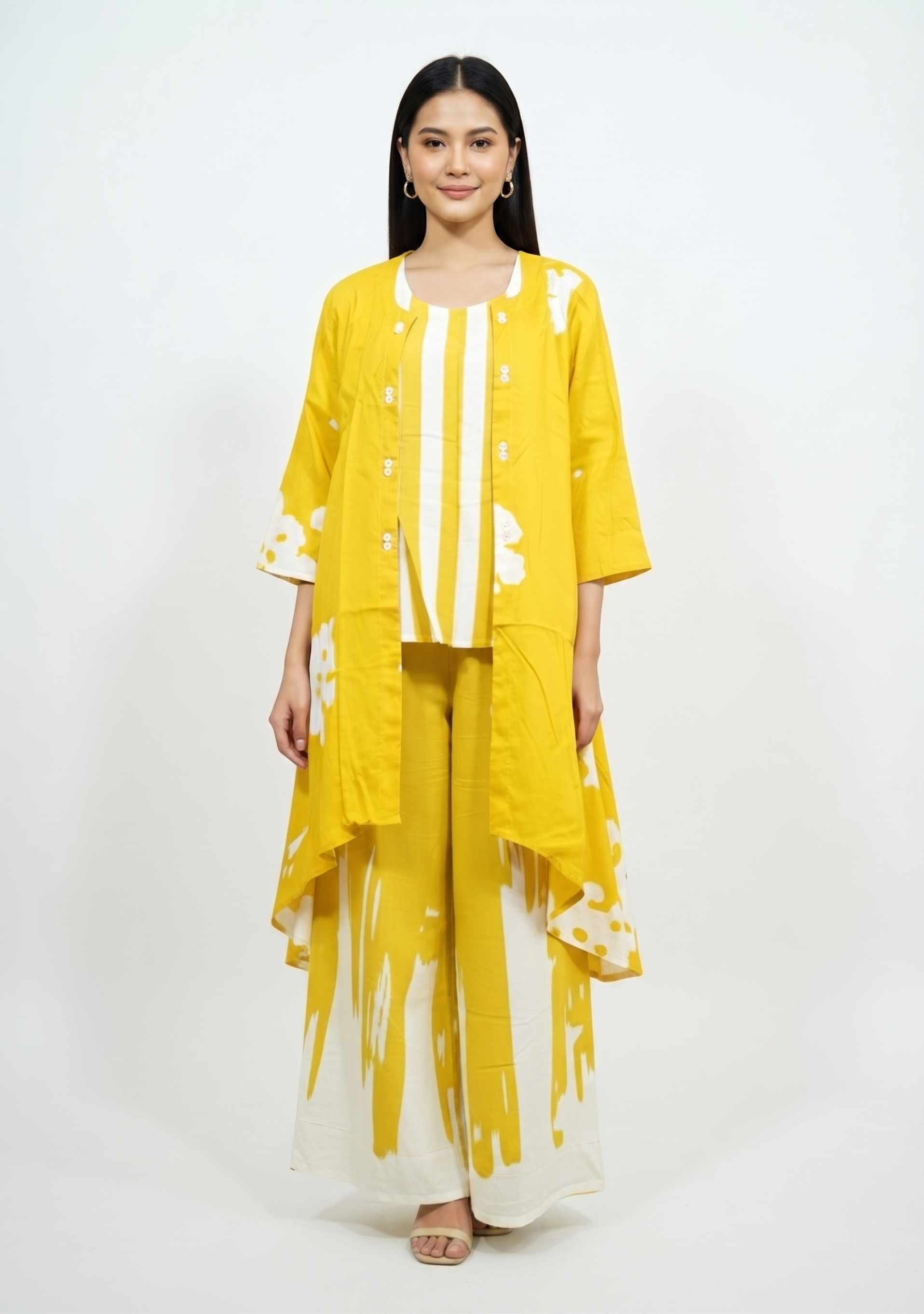 Mustard Cotton Indo-Western Co-ord Set