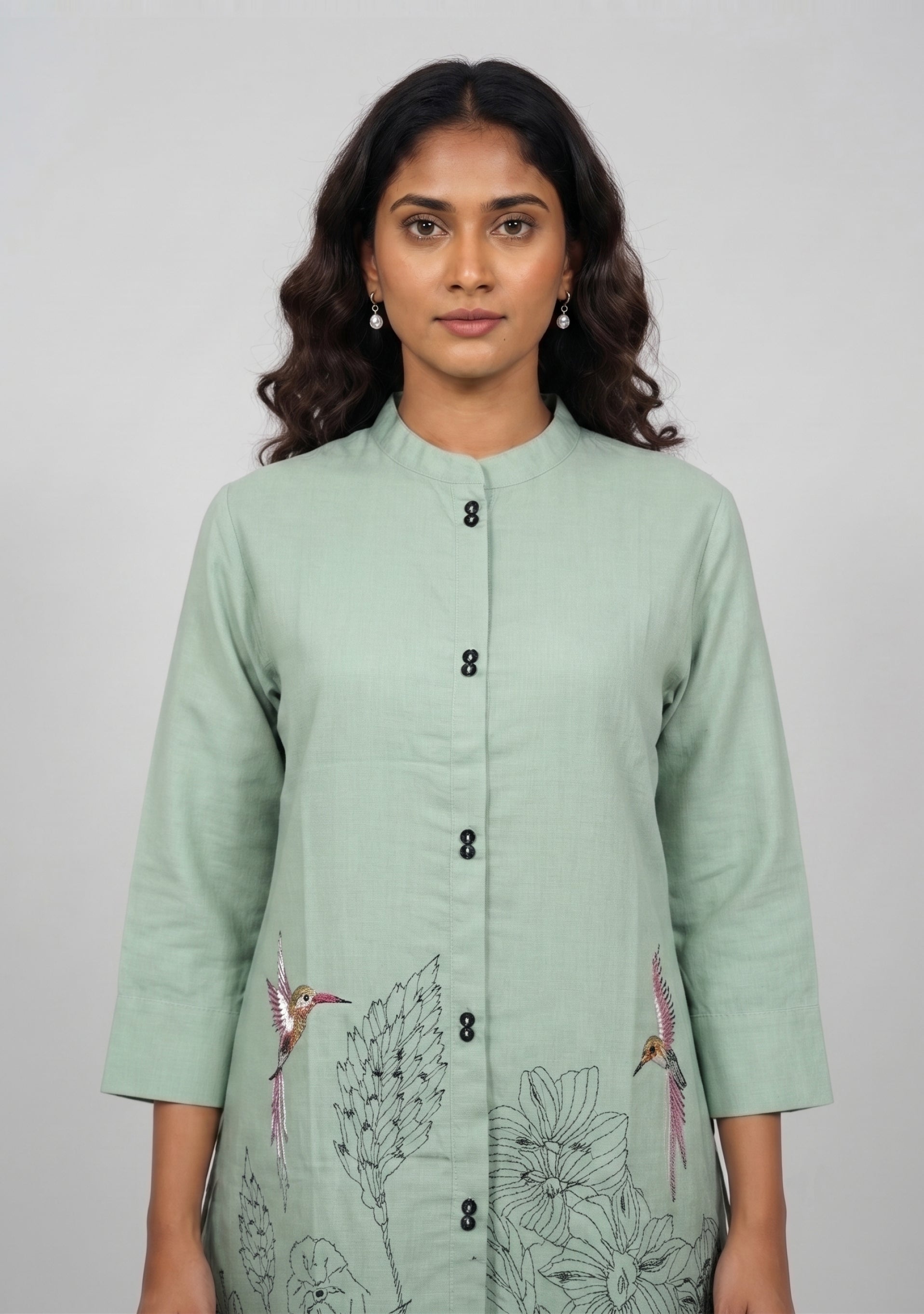 Nude Green Handcrafted Khadi Co-ord Set
