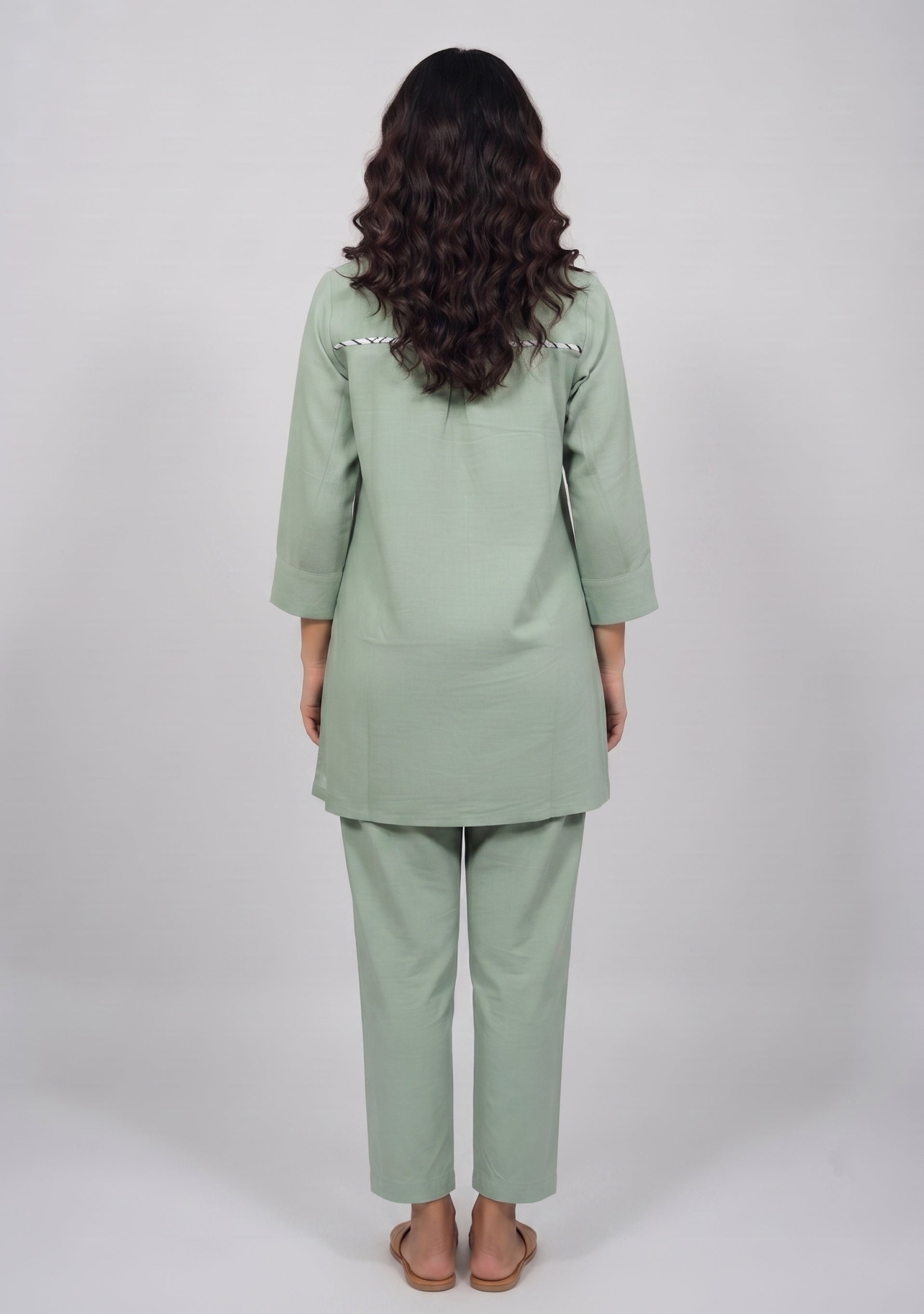 Nude Green Handcrafted Khadi Co-ord Set