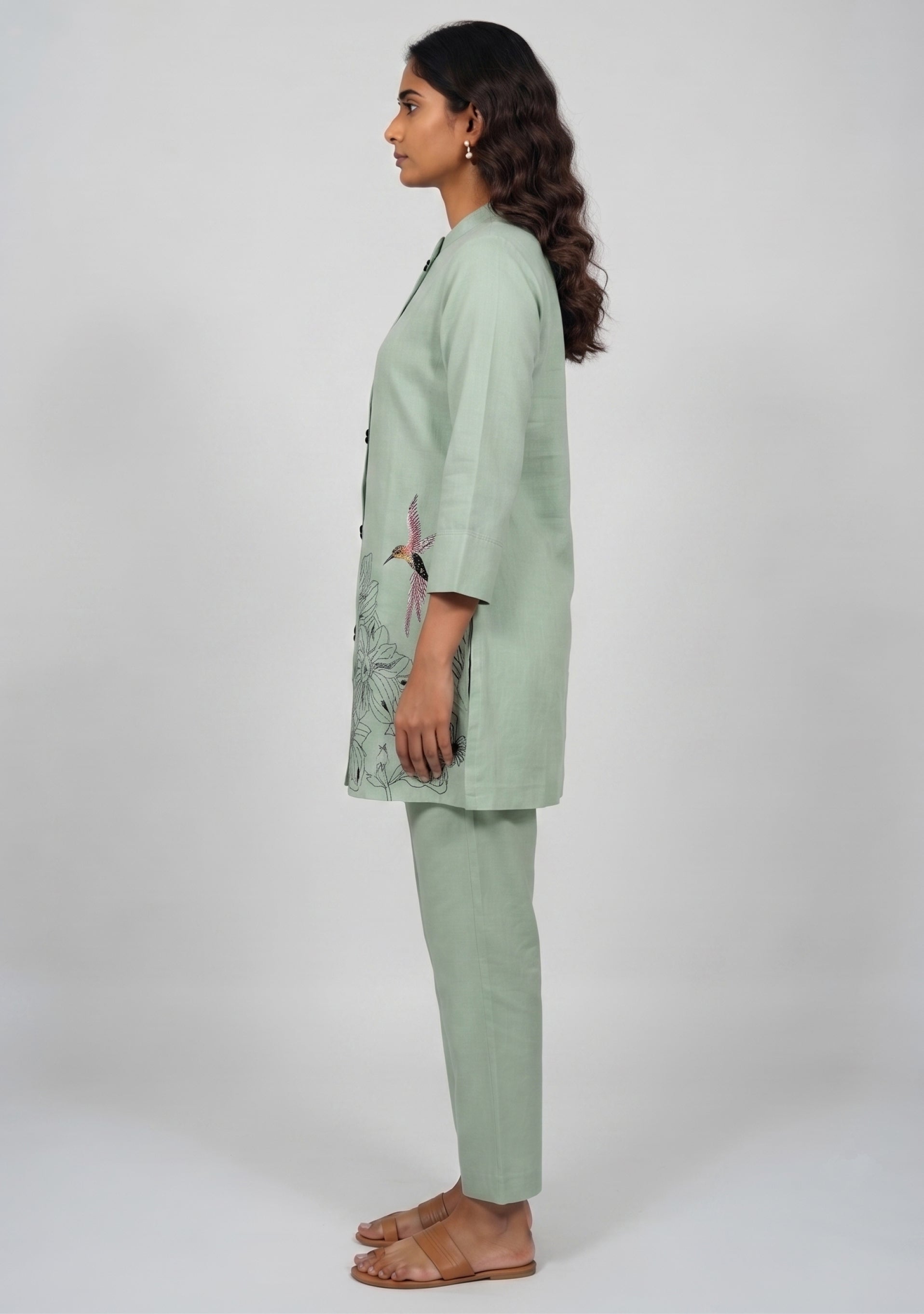 Nude Green Handcrafted Khadi Co-ord Set