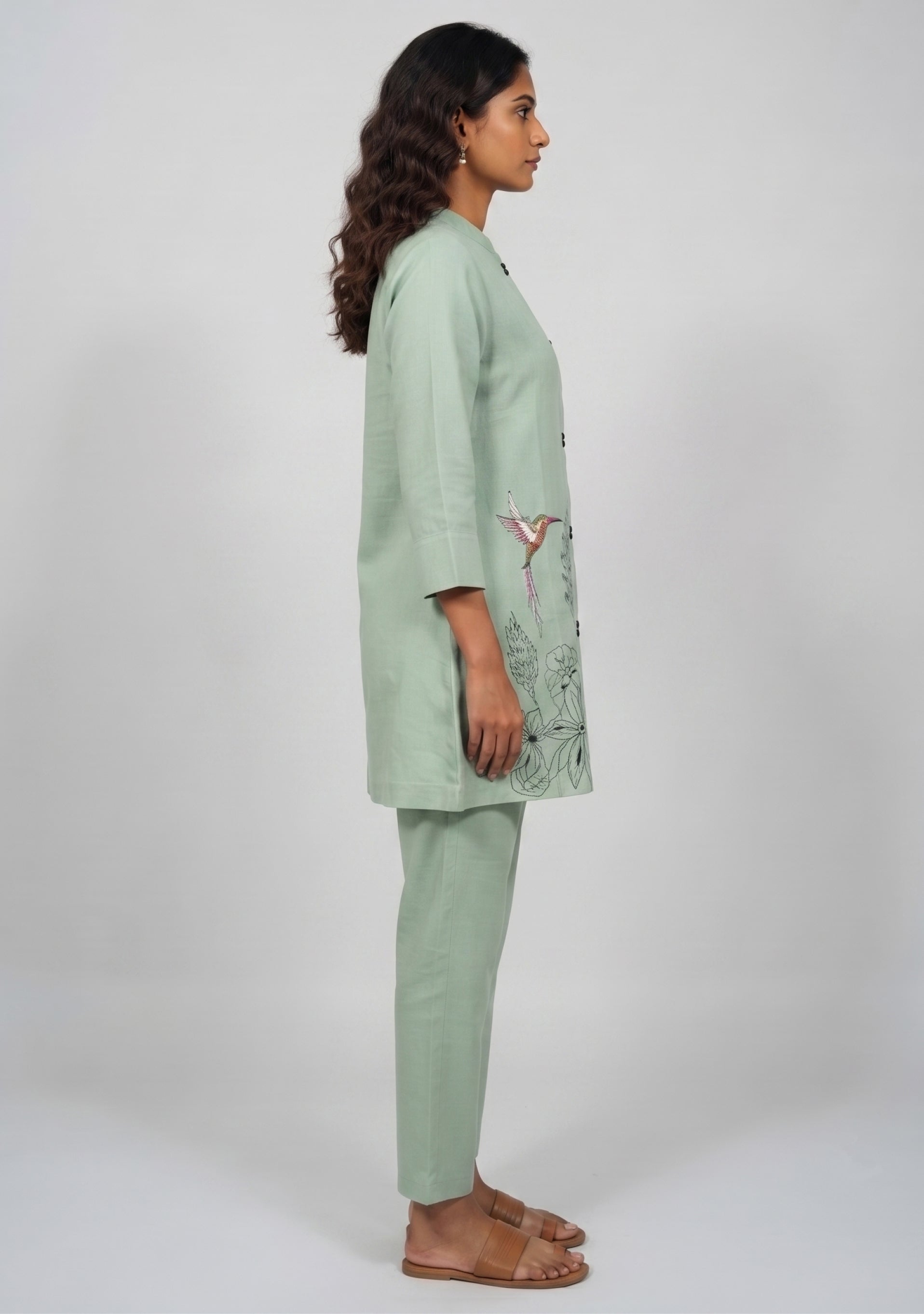 Nude Green Handcrafted Khadi Co-ord Set