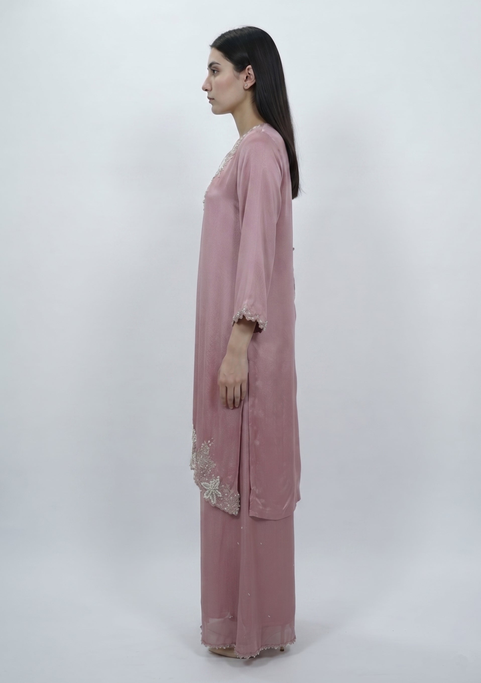 Nude Pink Chinon Handcrafted 3pc Suit Set