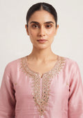 Nude Pink Silk Handcrafted 3pc Suit Set