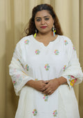 Off White Handcrafted Silk 3pc Suit Set
