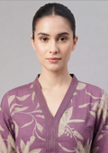 Onion Pink Handcrafted Cotton V Neck 3pc Suit Set