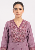 Onion Pink Handloom 3pc suit set with Printed Yoke