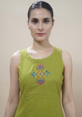Parrot Green Handcrafted A-line suit set