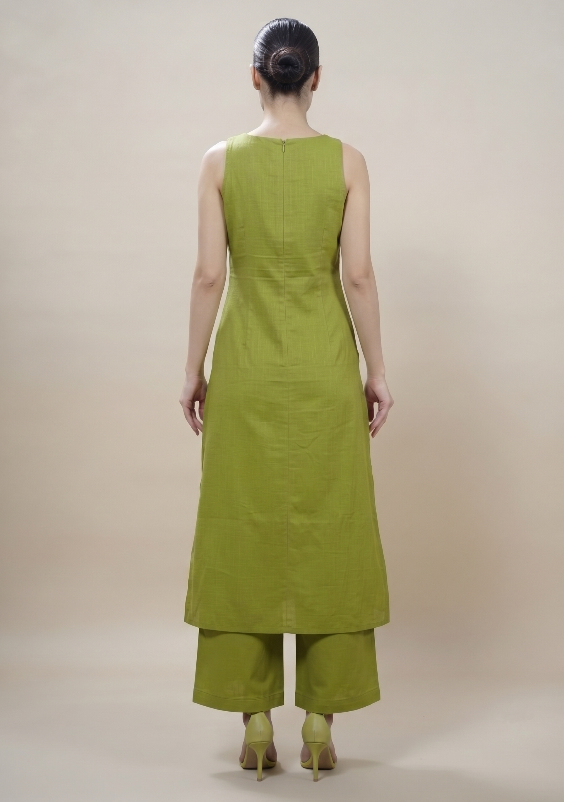 Parrot Green Handcrafted A-line suit set