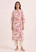 Peach Printed Cotton Handcrafted 3pc Suit Set