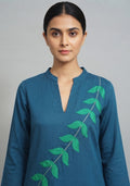 Petrol Blue Green Art Silk Handcrafted Co-ord Set