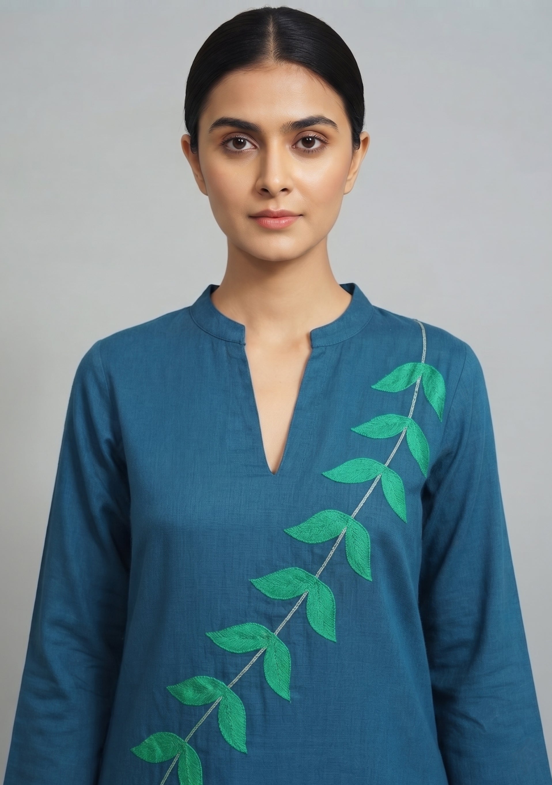 Petrol Blue Green Art Silk Handcrafted Co-ord Set