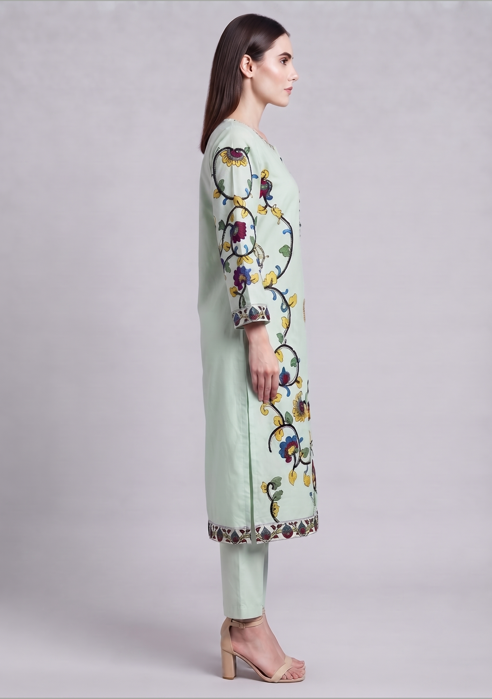 Pista Green Navy Handcrafted 3pc suit set