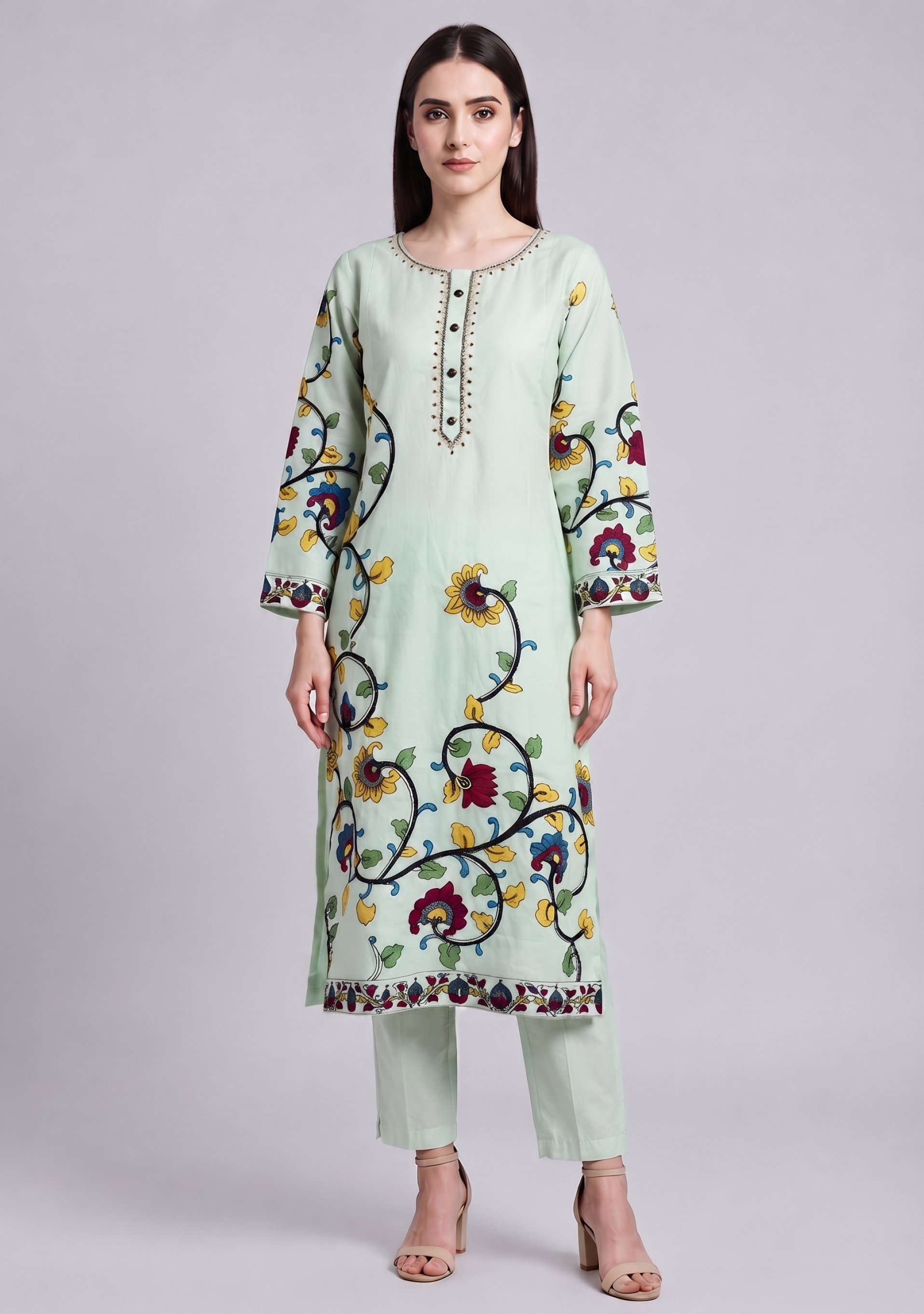 Pista Green Navy Handcrafted 3pc suit set