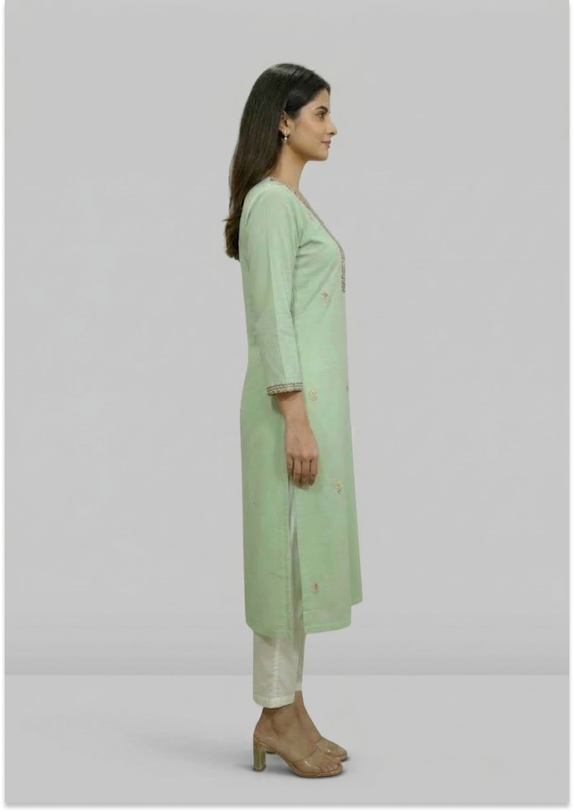 Teel Green Handcrafted Cotton Kurti