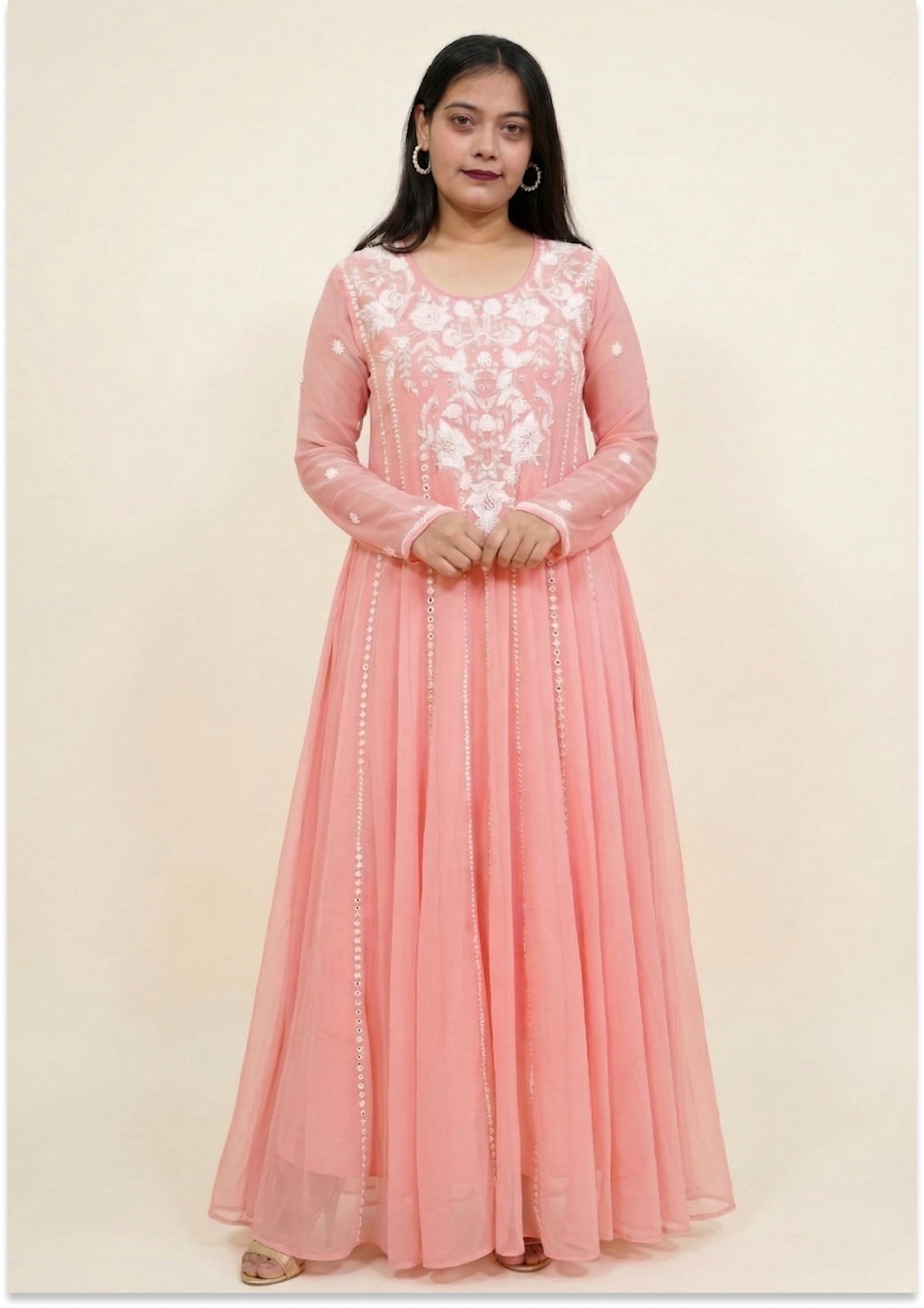 Peach Handcrafted Indo-Western 3pc Suit set