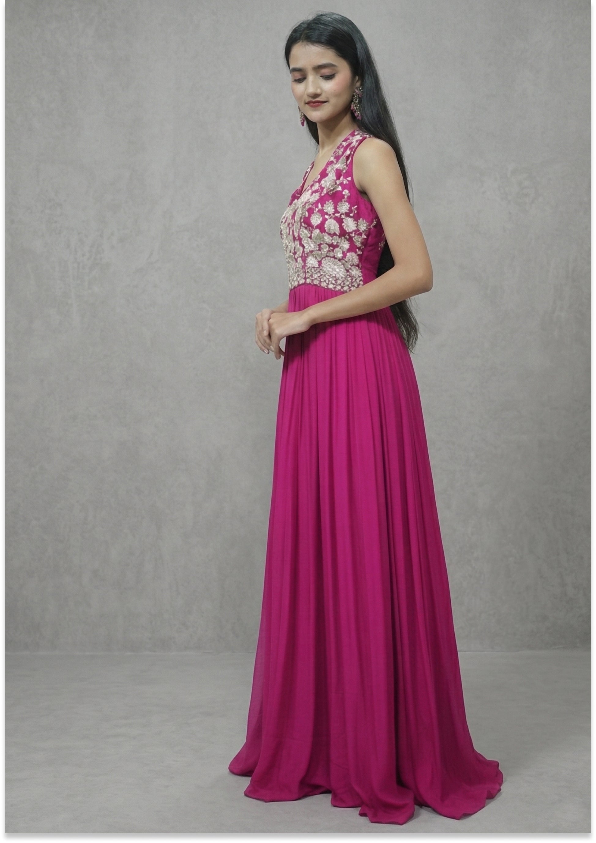 Magenta Halter Handcrafted Evening Gown