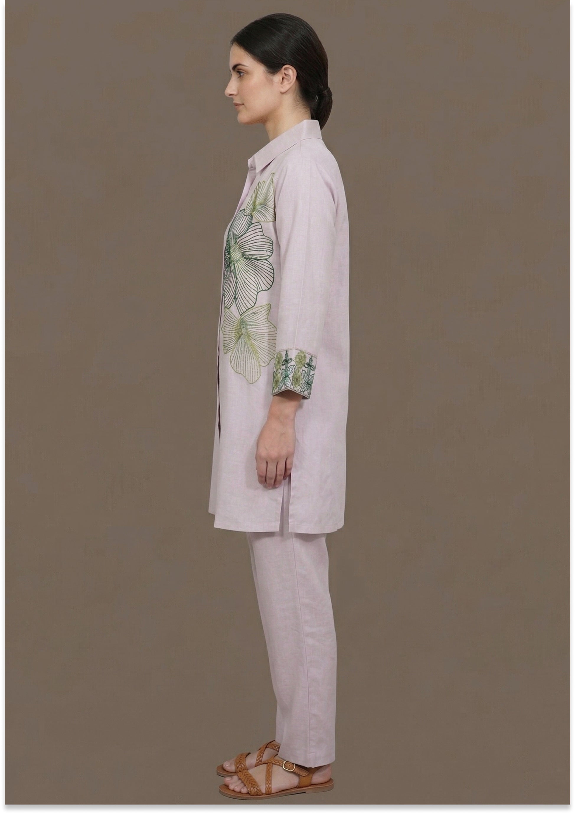 Light Lavender Handcrafted Silk Co-ord Set