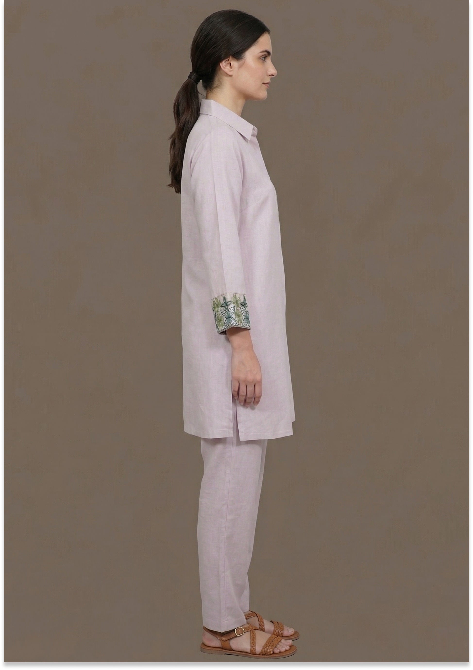 Light Lavender Handcrafted Silk Co-ord Set