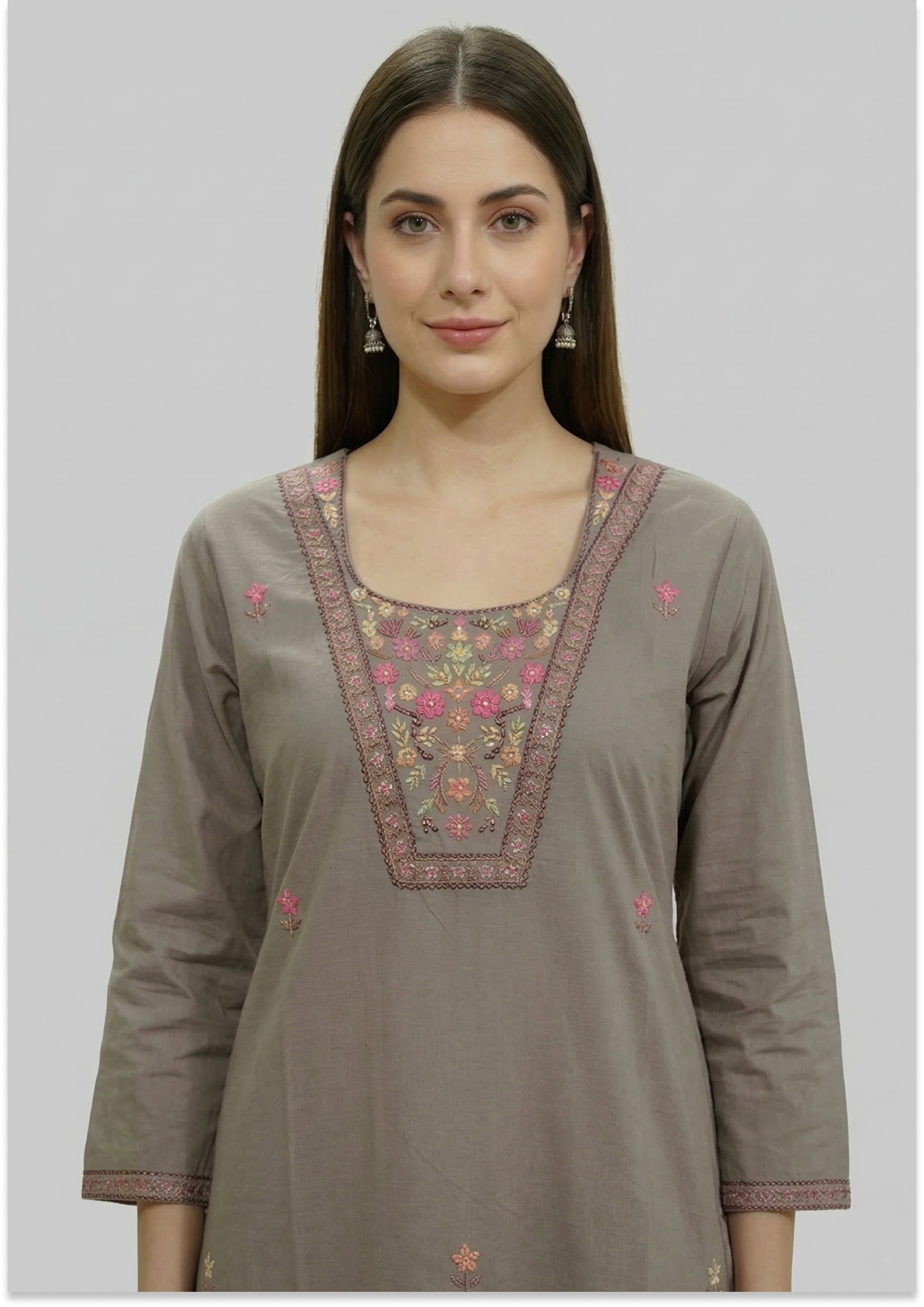 Mushroom Brown Handcrafted Kurti