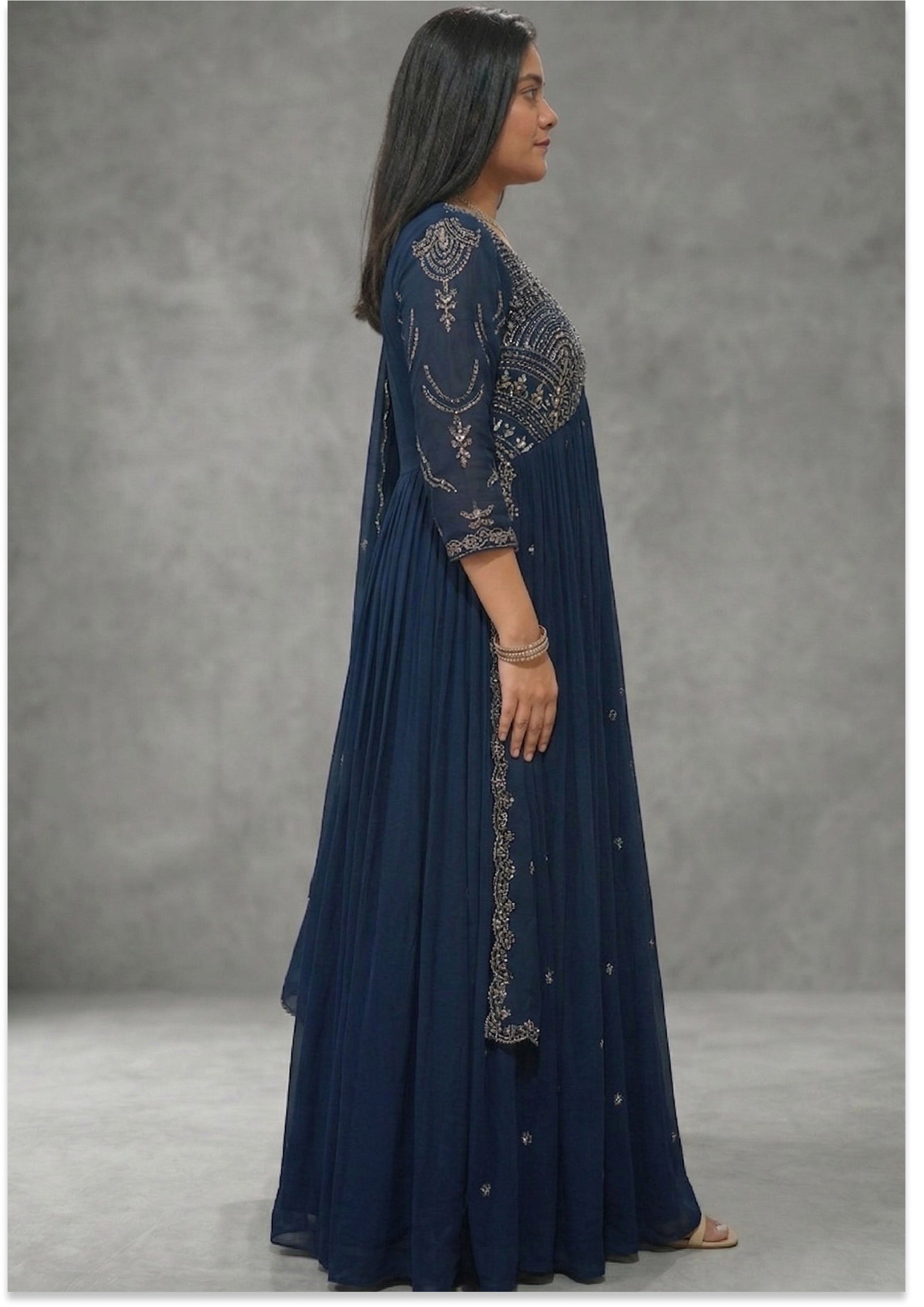 Navy Blue Handcrafted Aliya cut 3pc set