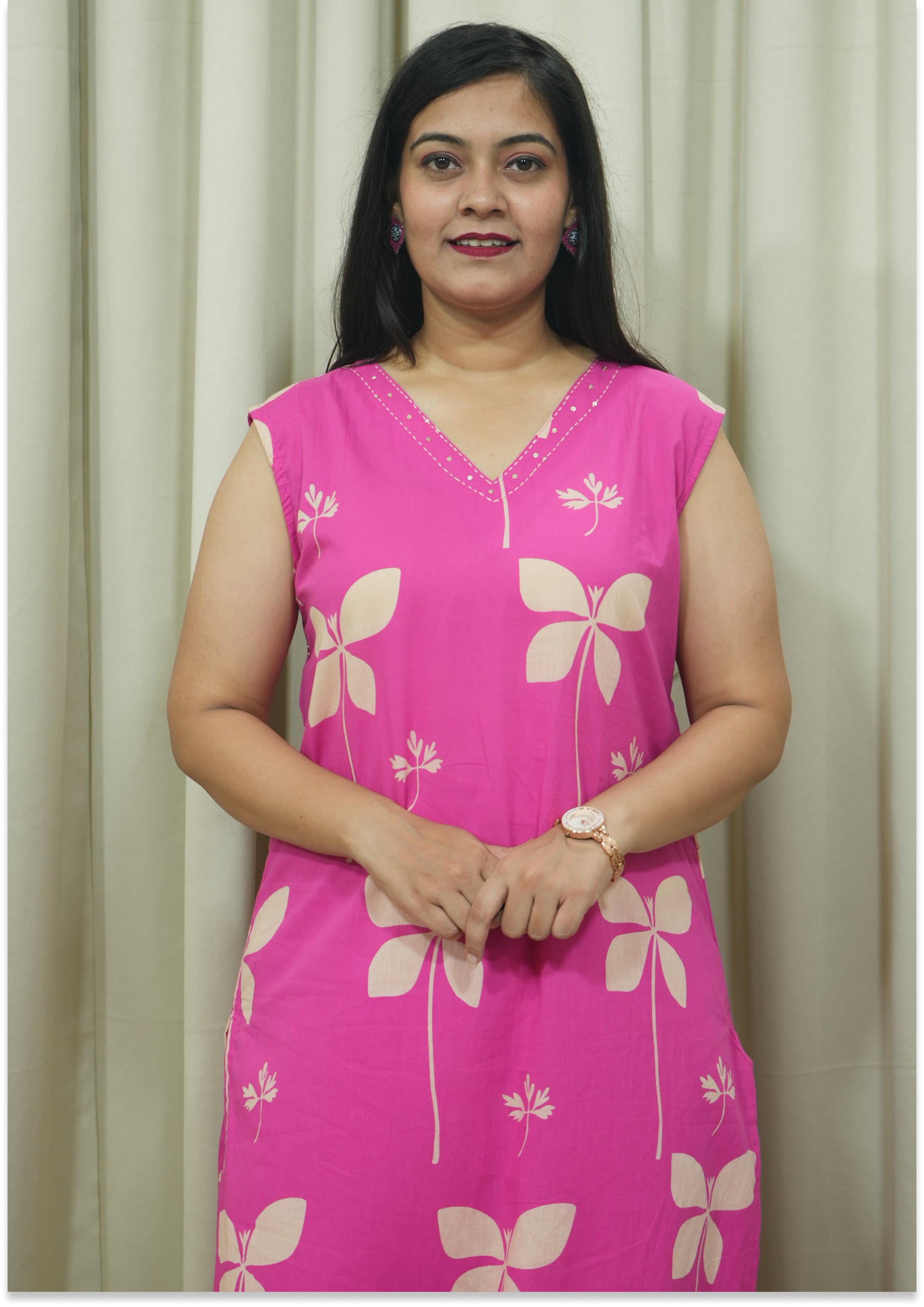 Pink Cotton Printed Handcrafted Co-ord Set