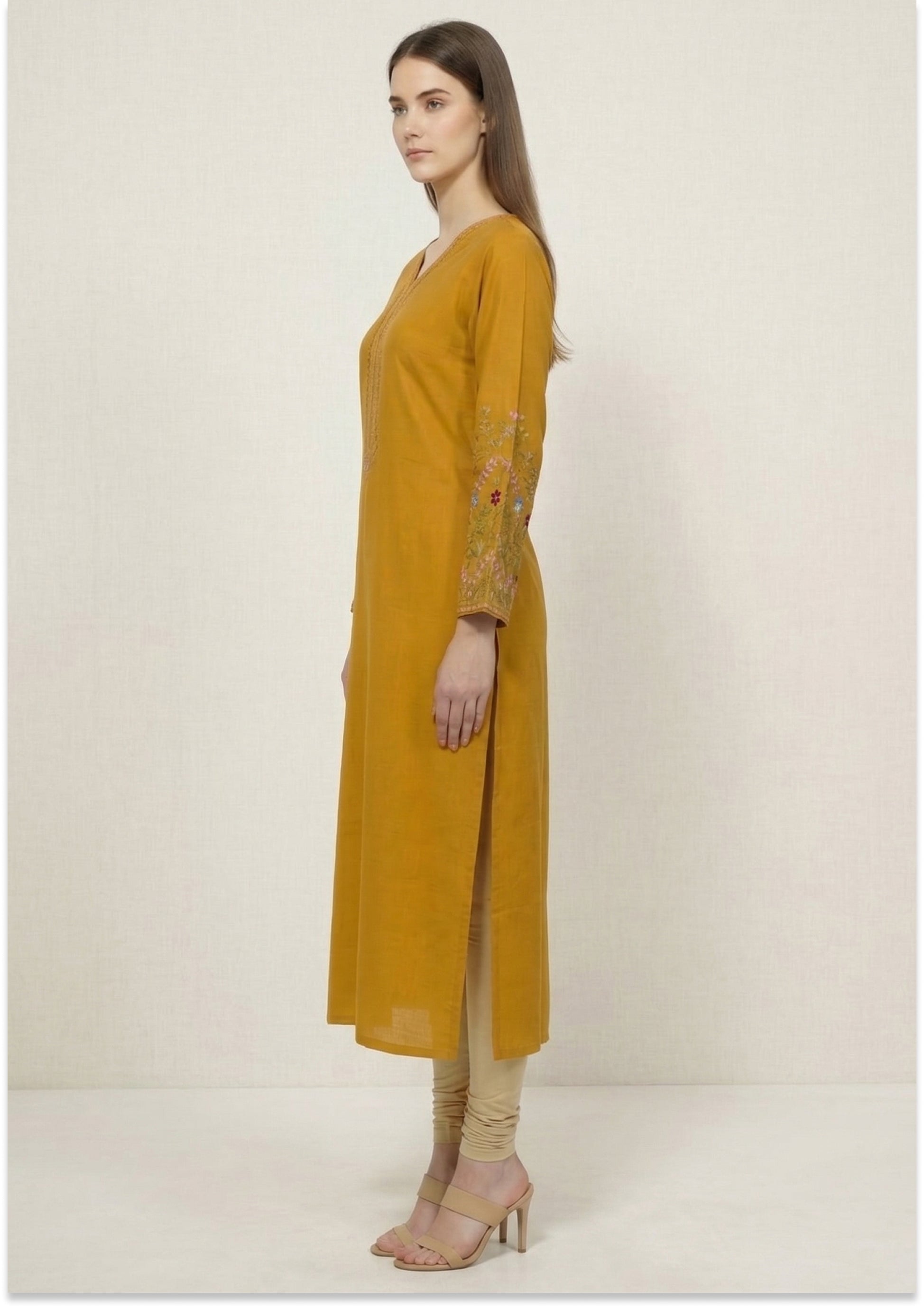 Orchre Yellow Handcrafted Cotton Kurti