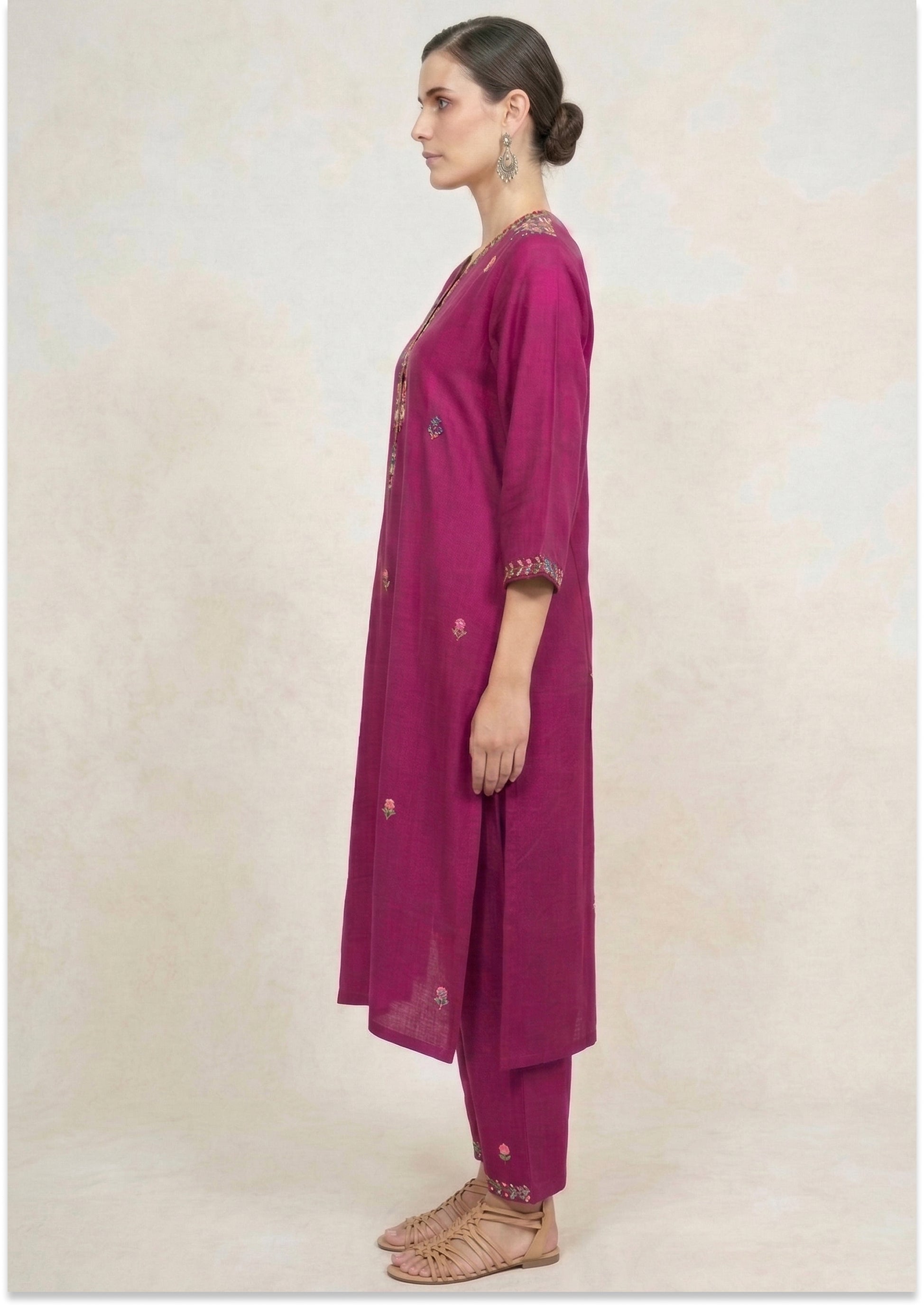 Light Plum Art Silk Handcrafted Suit Set