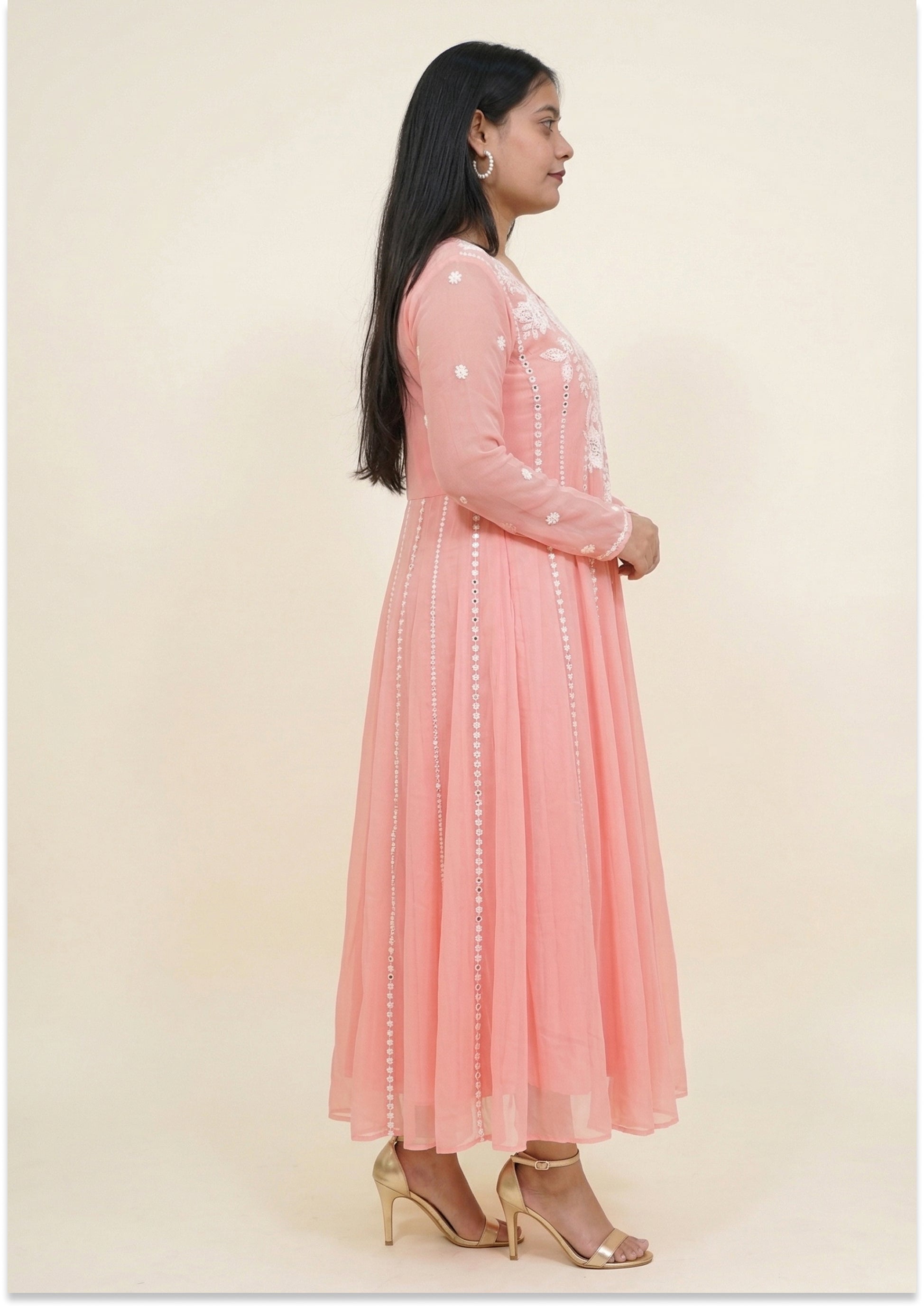 Peach Handcrafted Indo-Western 3pc Suit set