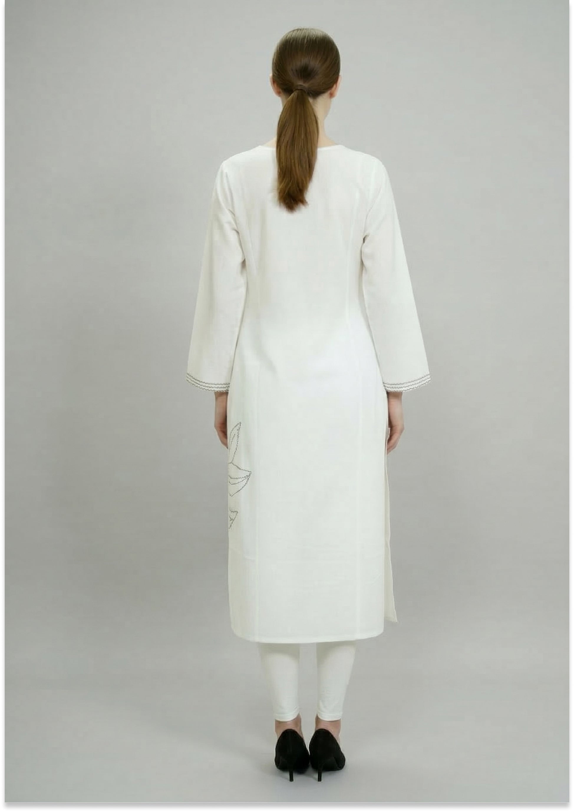 White Art Silk Handcrafted Kurti