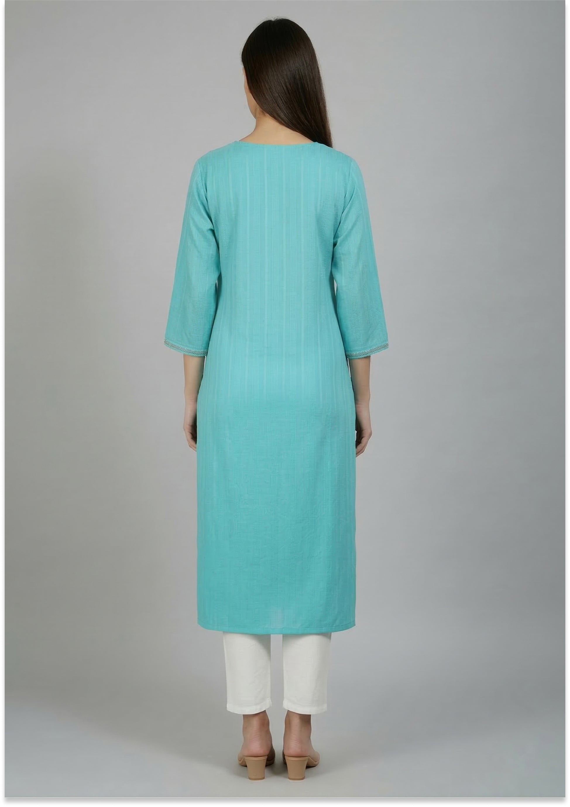 Turquoise Blue Handcrafted Kurti