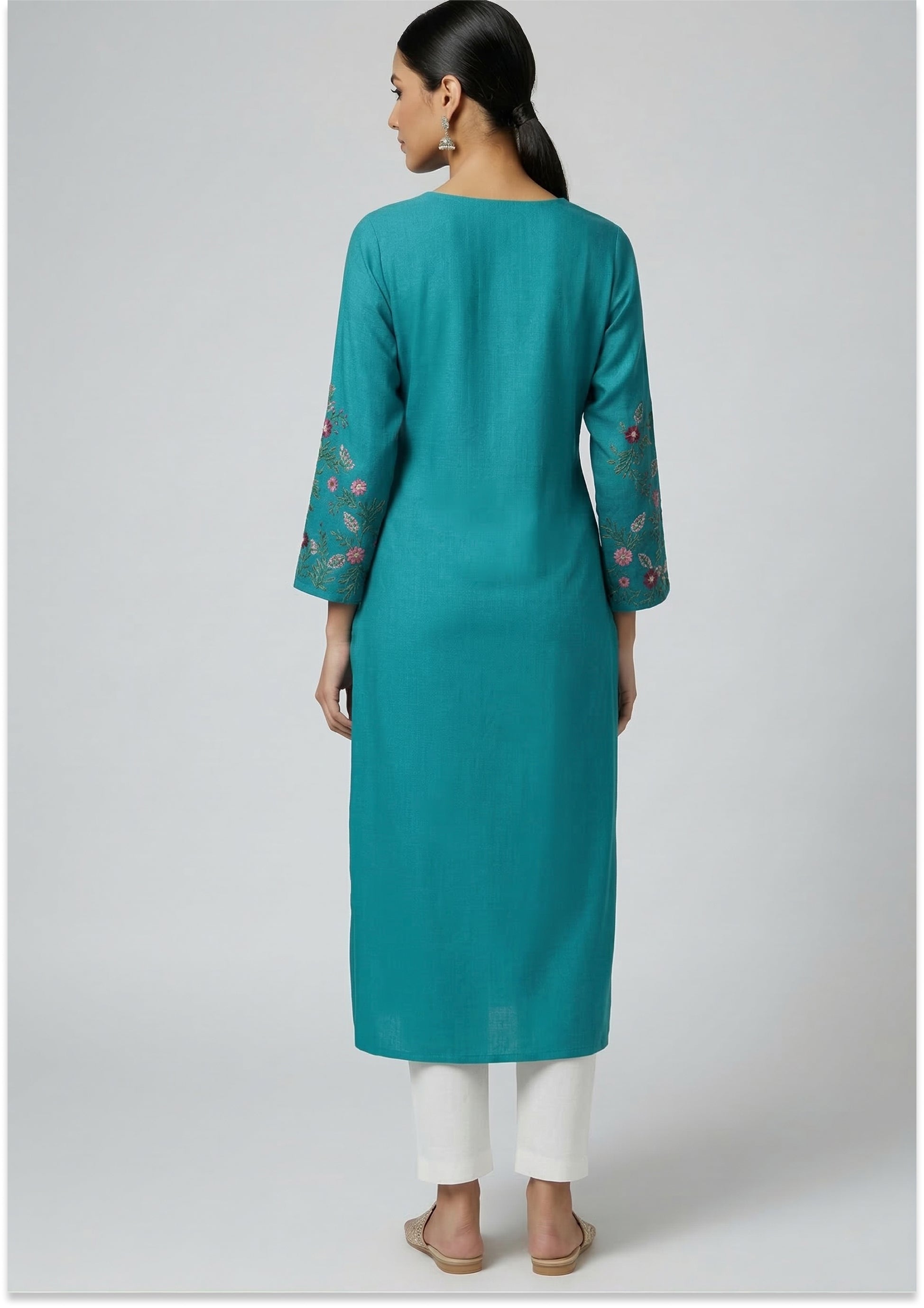 Turquoise Green Handcrafted Kurti
