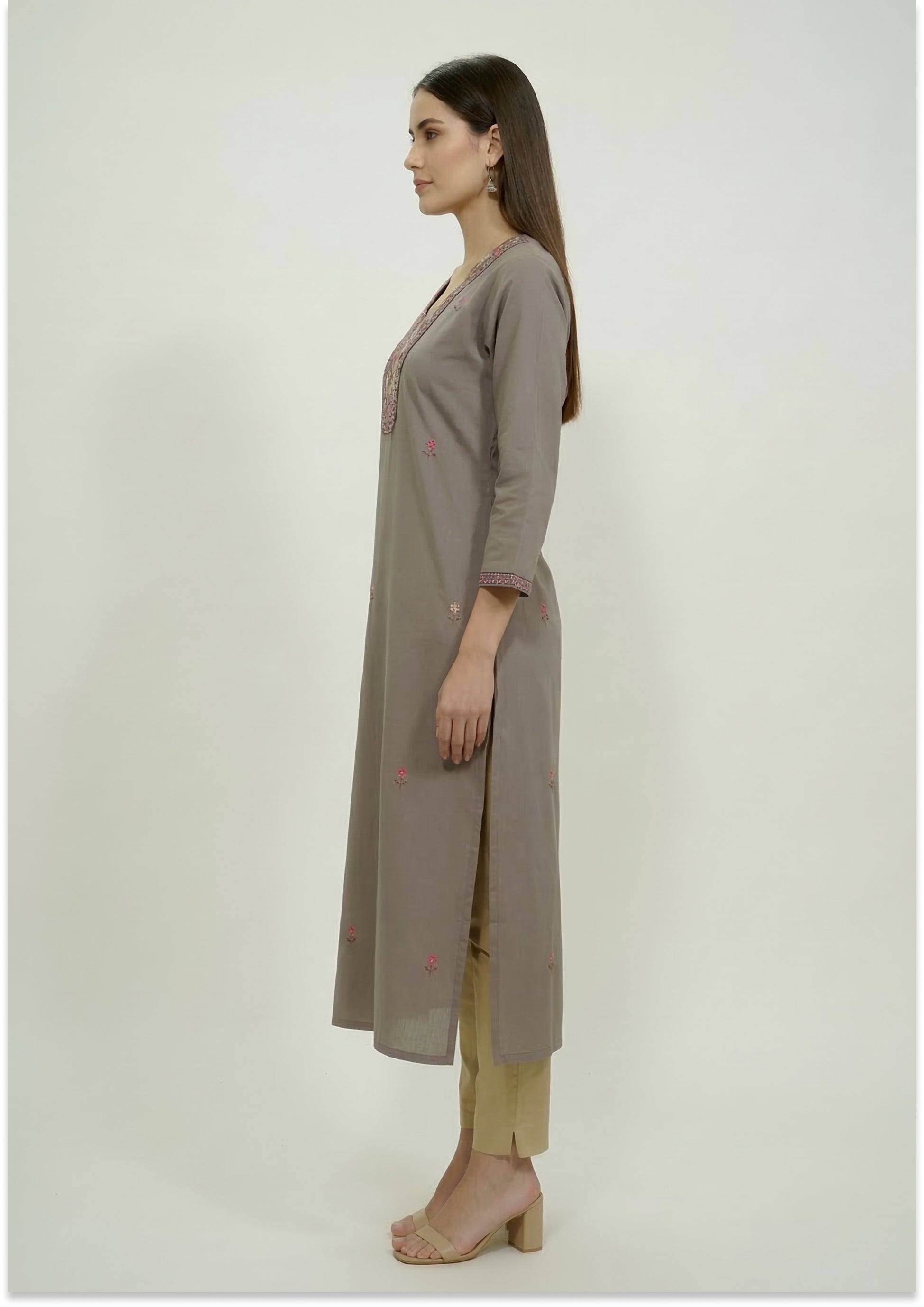 Mushroom Brown Handcrafted Kurti