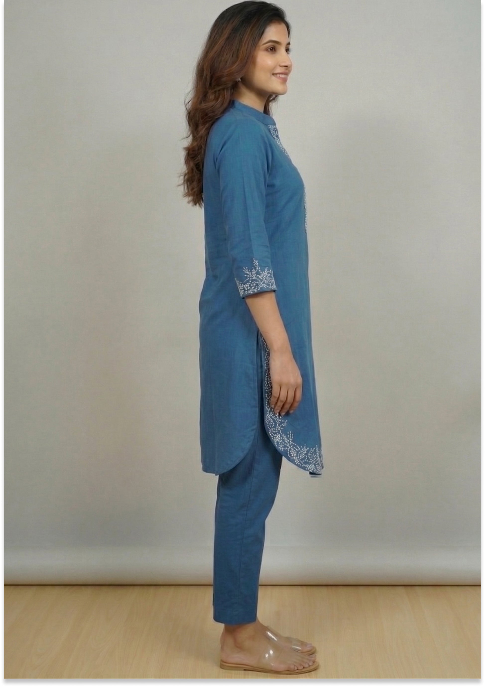 Petrol Blue Art Silk Handcrafted Co-ord Set