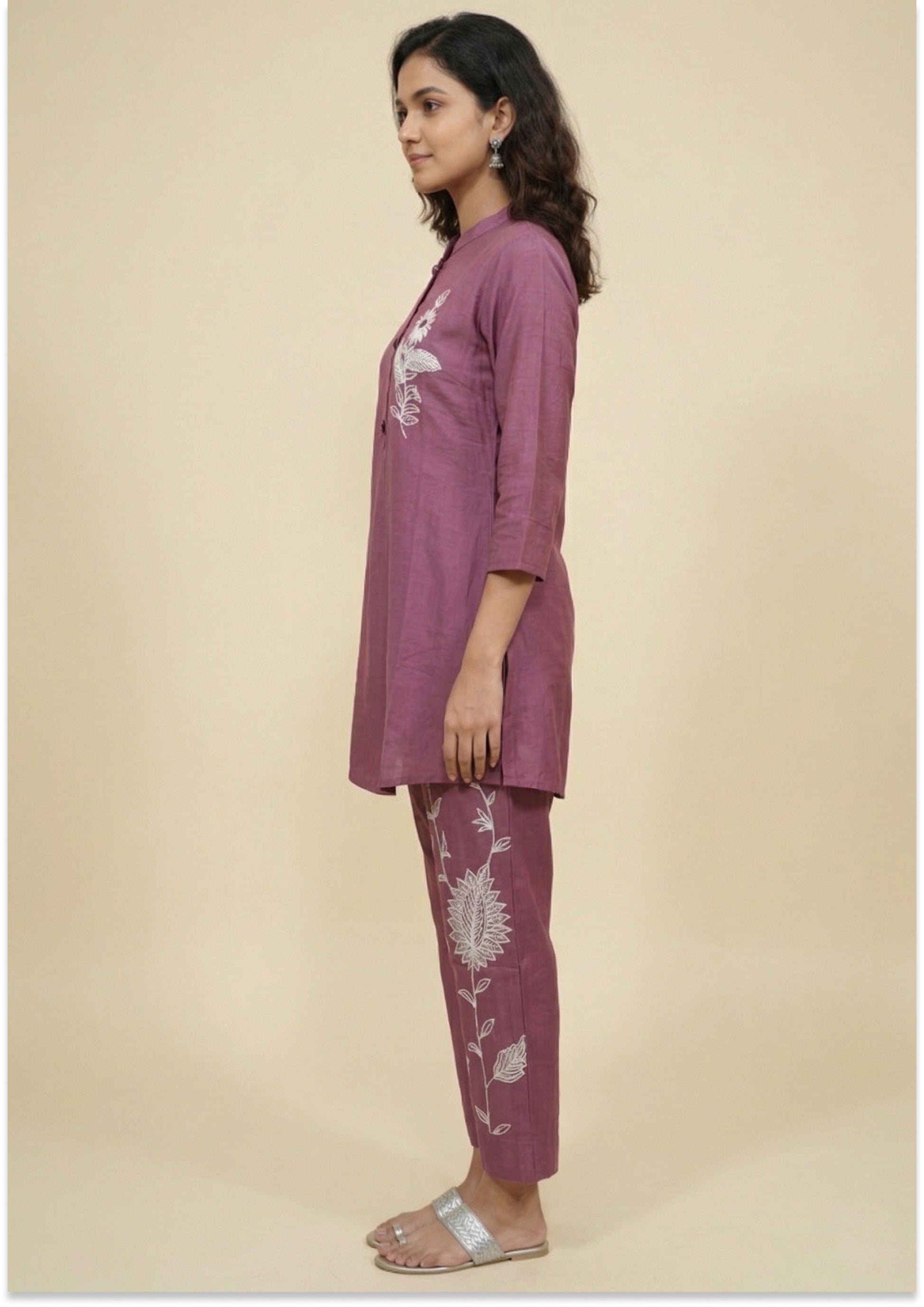 Dark Onion Pink Art Crepe Co-ord Set